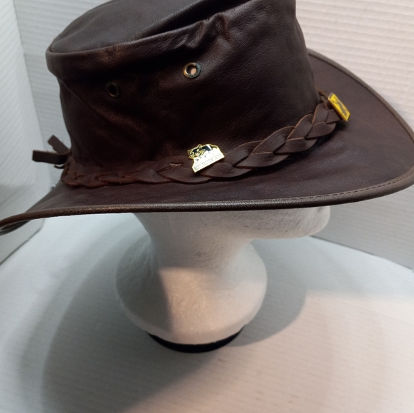 Barmah Aussie Sundowner Kangaroo Leather Waterproof Brown 12 1/2 in x 12 in Hat - Picture 2 of 12